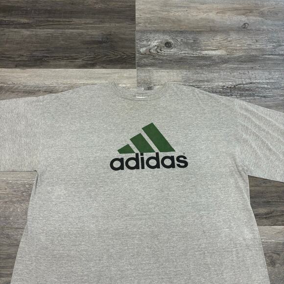 Vintage 90s Y2K Adidas Heather Gray Mens XL Center Logo Short Sleeve T-Shirt‎ - Picture 1 of 10
